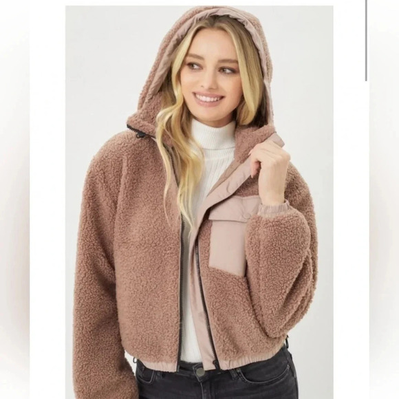 Zara Cropped Oversized Hooded Teddy Coat - Picture 1 of 16